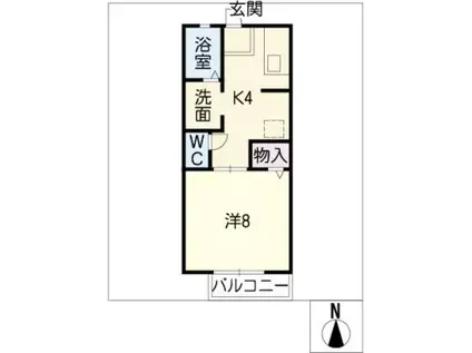 ホワイトスクエアII(1DK/1階)の間取り写真