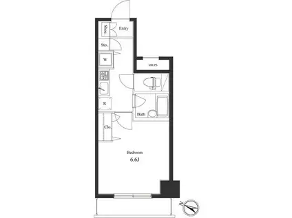 ヴェルト新宿(1K/13階)の間取り写真