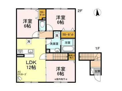 サンプレイス神田 A(3LDK/2階)の間取り写真