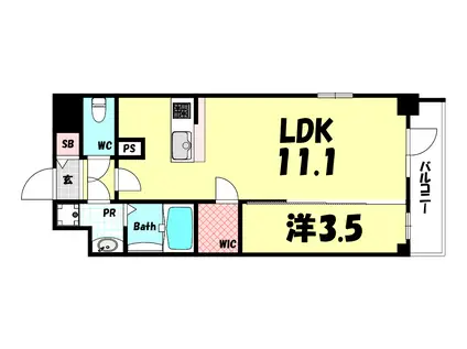 エスリード神戸レジデンス(1LDK/11階)の間取り写真