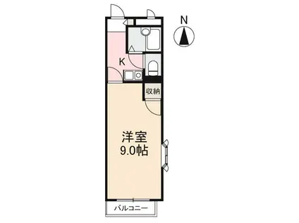 ヴィラ・アンソレイエ高松(1K/4階)の間取り写真