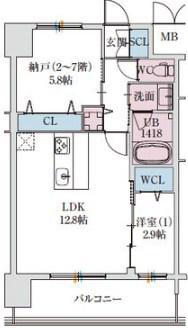 スプランディッドライズ新大阪ノース(1SLDK/9階)の間取り写真