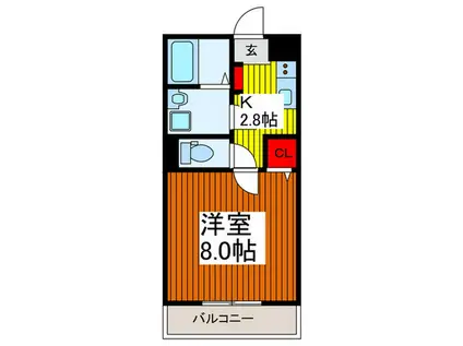 VILLA CALINE(1K/2階)の間取り写真