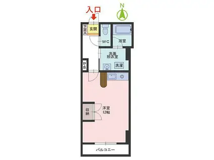 ベルトピア大宮(ワンルーム/1階)の間取り写真