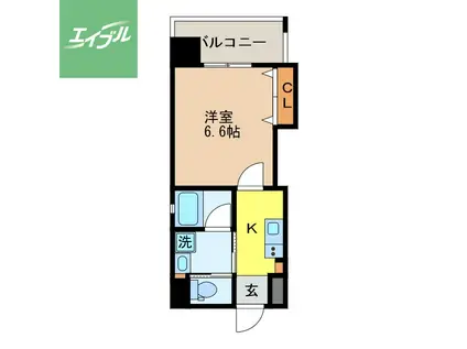 ヒルズ松山(1K/3階)の間取り写真