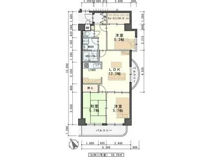 グリシーヌ・S(3LDK/6階)の間取り写真