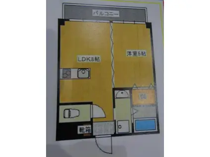 三萩野ビル(1LDK/6階)の間取り写真