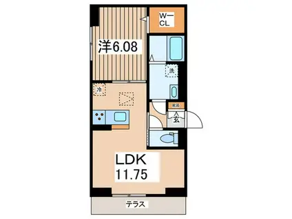 カーサ門源(1LDK/1階)の間取り写真