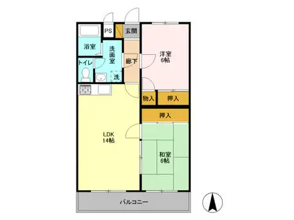 ローズウィング三番館(2LDK/3階)の間取り写真