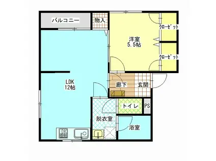 ファミーユ塩原(1LDK/2階)の間取り写真