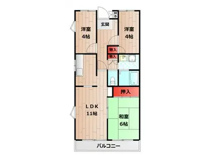 カサベルデ(3LDK/2階)の間取り写真