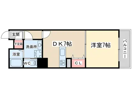 フクエビルディング松ヶ枝町(1DK/5階)の間取り写真