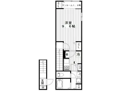 インフィニティパレス(1K/2階)の間取り写真