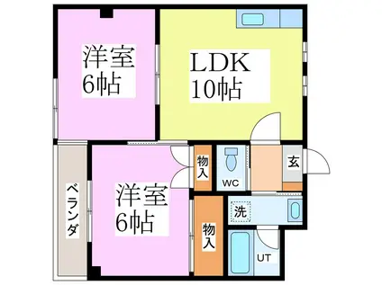メゾンアベニュー(2LDK/3階)の間取り写真