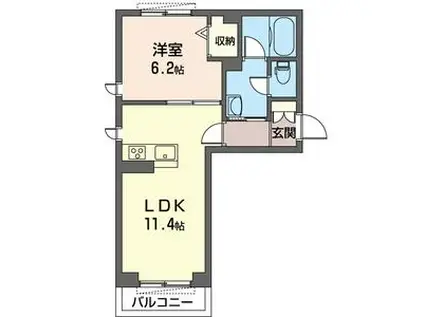 N.Sビル(1LDK/1階)の間取り写真