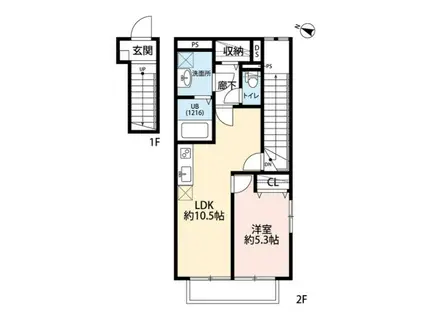 アムール大野(1LDK/2階)の間取り写真