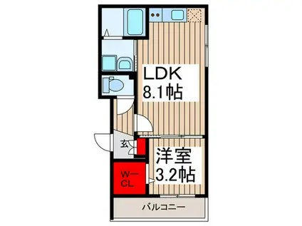メゾン市川南(1LDK/1階)の間取り写真
