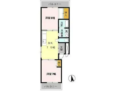 プレストンズ中惣(2DK/3階)の間取り写真