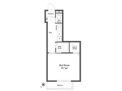 ブロッサムテラス新小岩(1K/2階)の間取り写真