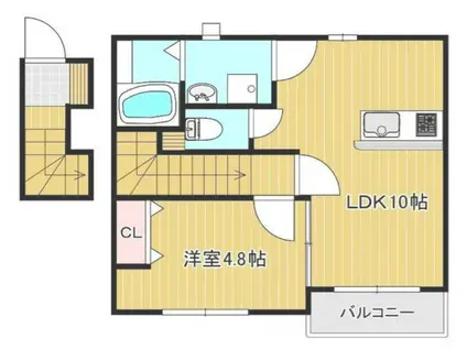 アマン・タツ 202(1LDK/2階)の間取り写真