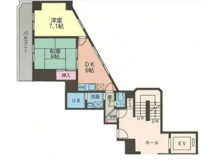 クレール向ヶ丘(2DK/5階)の間取り写真