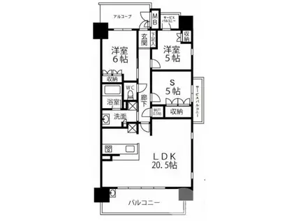 ローレルコート上野芝4丁(2SLDK/3階)の間取り写真