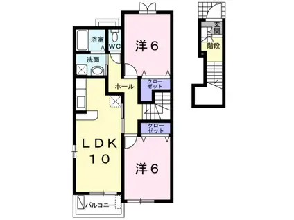 リザイアB(2LDK/2階)の間取り写真