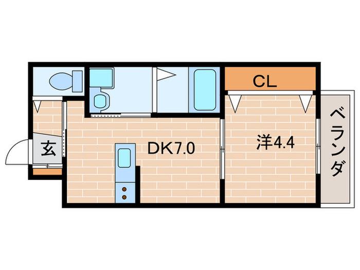 グランメール芦屋南宮町(1DK/1階)の間取り写真