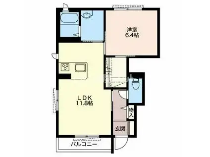 エピソード II(1LDK/1階)の間取り写真