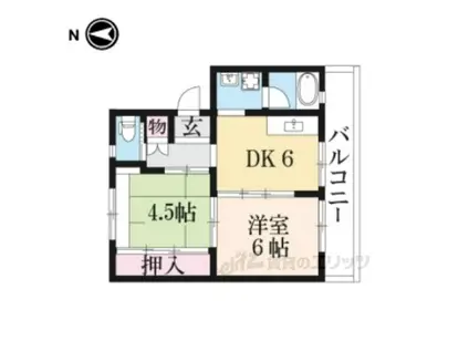 ビレッジハウス南小足第二 1号棟(2DK/5階)の間取り写真