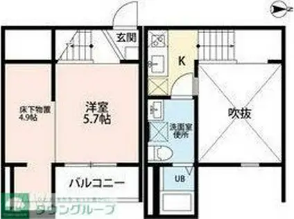 IRIS GARDEN (ワンルーム/2階)の間取り写真