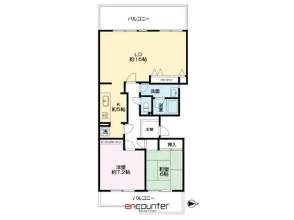 光が丘パークタウン いちょう通東8号棟(2LDK/2階)の間取り写真