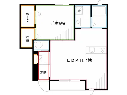 ラポンシュ(1LDK/1階)の間取り写真