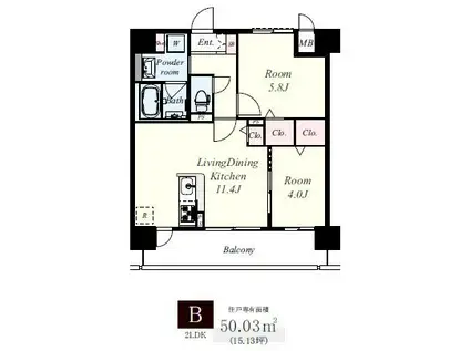 エミネンス堂ヶ芝(2LDK/5階)の間取り写真