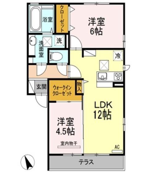 フォルトゥーナ(2LDK/1階)の間取り写真