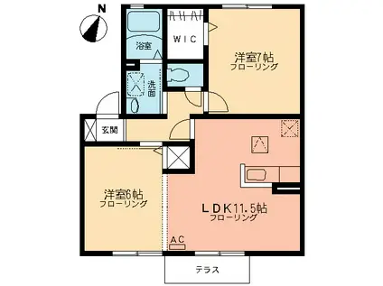 コンチェルトII(2LDK/1階)の間取り写真