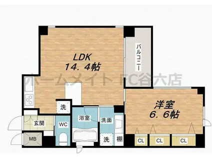 B-PROUD天満橋(1LDK/7階)の間取り写真