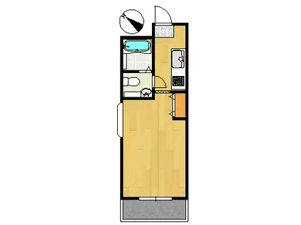 ビラ・カスガ(1K/3階)の間取り写真