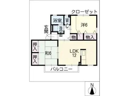 セジュール上野C棟(2LDK/1階)の間取り写真