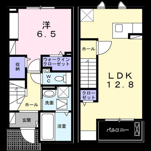 ラ ペ フランII(1LDK/1階)の間取り写真
