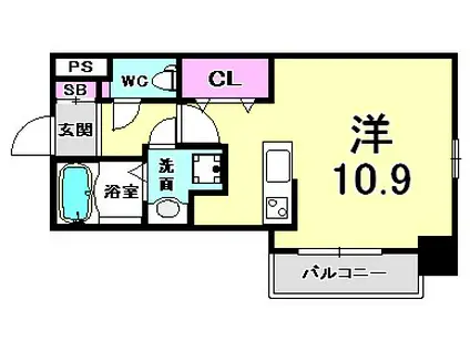アンビエンテ王子籠池(1K/3階)の間取り写真