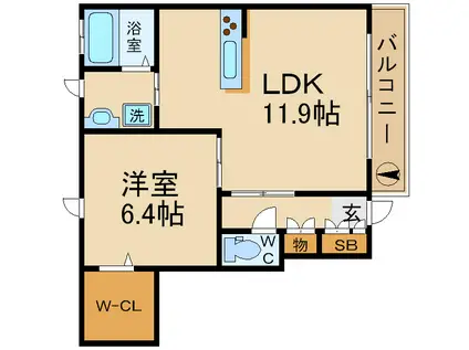 シャーメゾン稲田本町A(1LDK/1階)の間取り写真