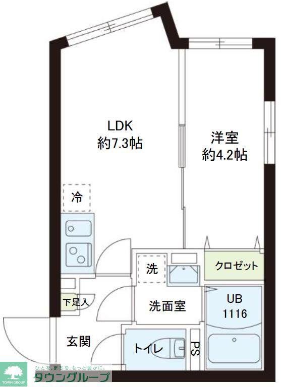 レピュア小石川レジデンス(1LDK/5階)の間取り写真