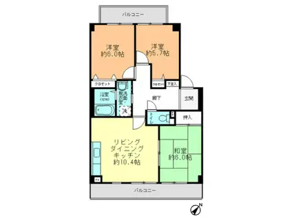 フォブール片桐(3LDK/2階)の間取り写真