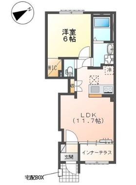 ラクードシャA(1LDK/1階)の間取り写真
