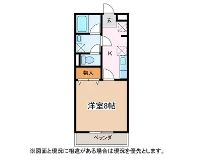 マンション稜(1K/2階)の間取り写真