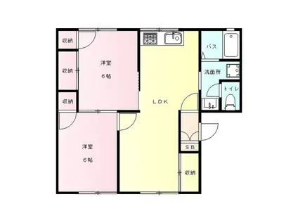 スプリングすぐろB(2LDK/1階)の間取り写真