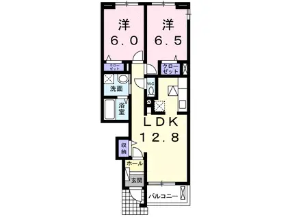 クレールメゾン(2LDK/1階)の間取り写真