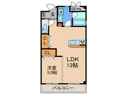 ヴィル山之上(1LDK/2階)の間取り写真