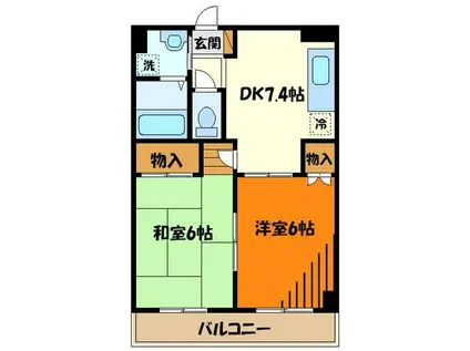 CASA MIRA5(2DK/2階)の間取り写真